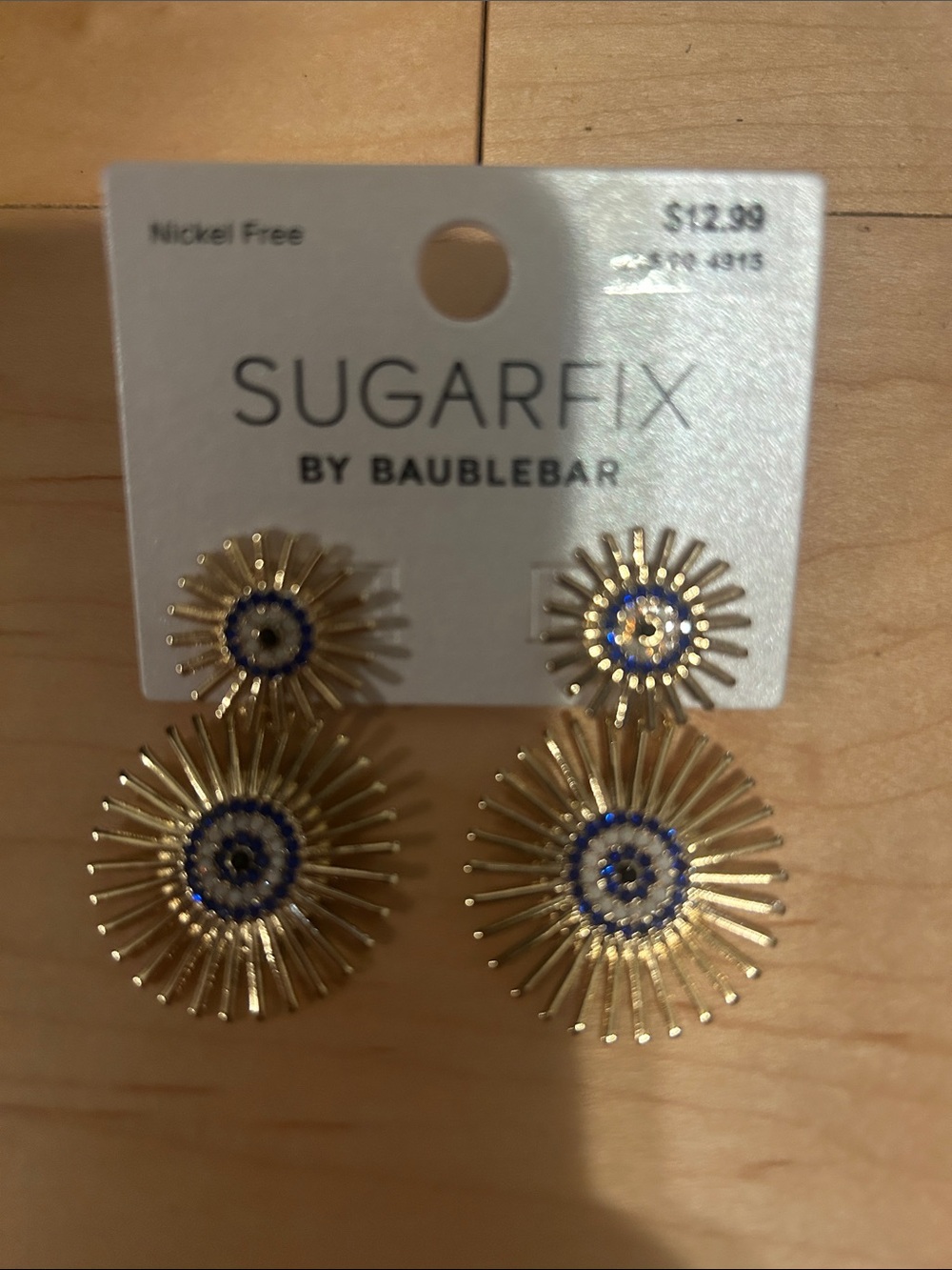SugarFix by BaubleBar Gold and Blue Radiant Sunburst Drop Earrings